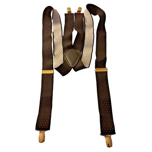 CAS Germany Men's Elastic Suspenders Dots Black Elastics Clips Holders - Picture 1 of 7